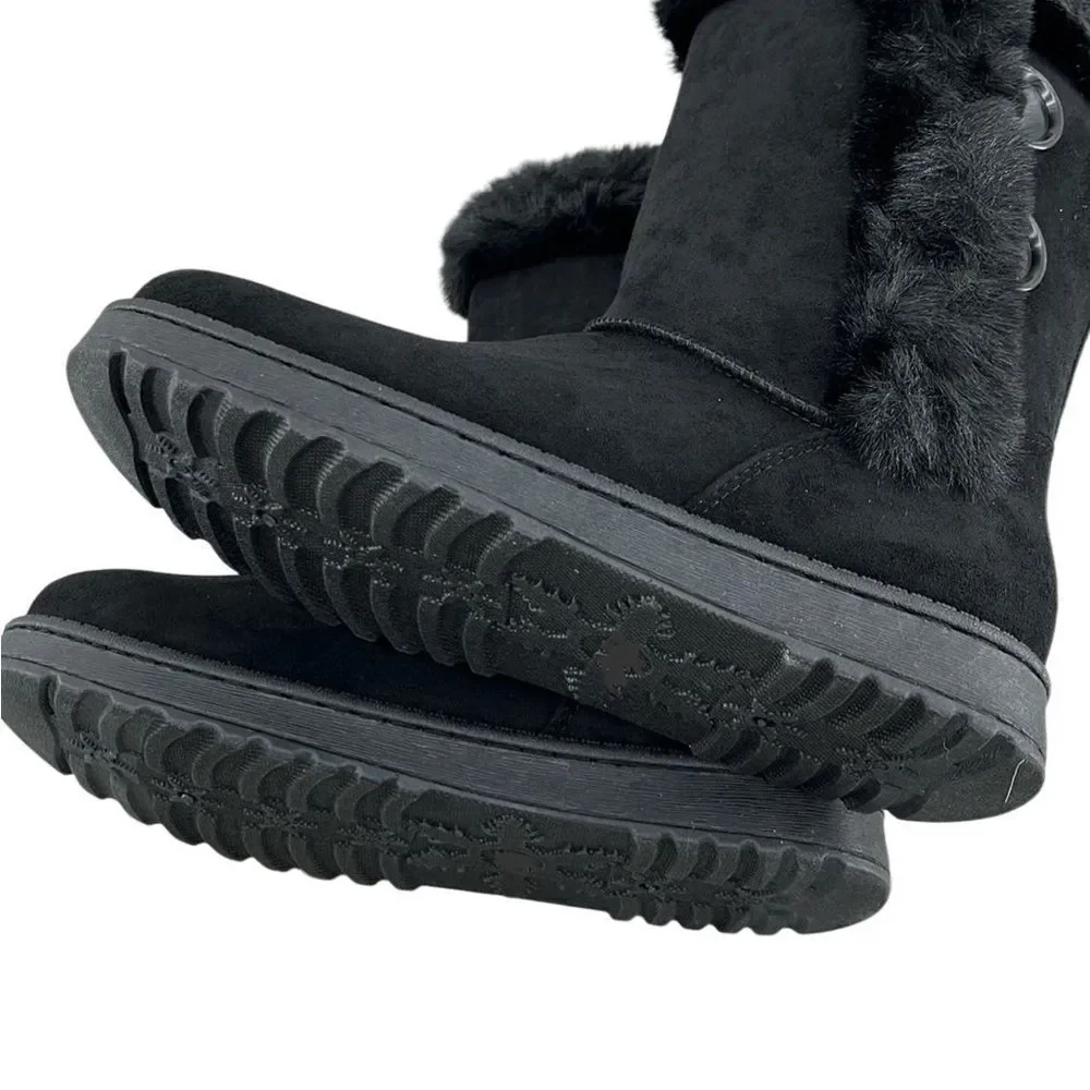 Women’s Black Cozy Abigail Faux-Fur Winter Boots Size 10